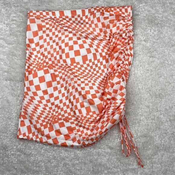 Princess Polly Checkmate Mini Skirt Orange White - Picture 3 of 10
